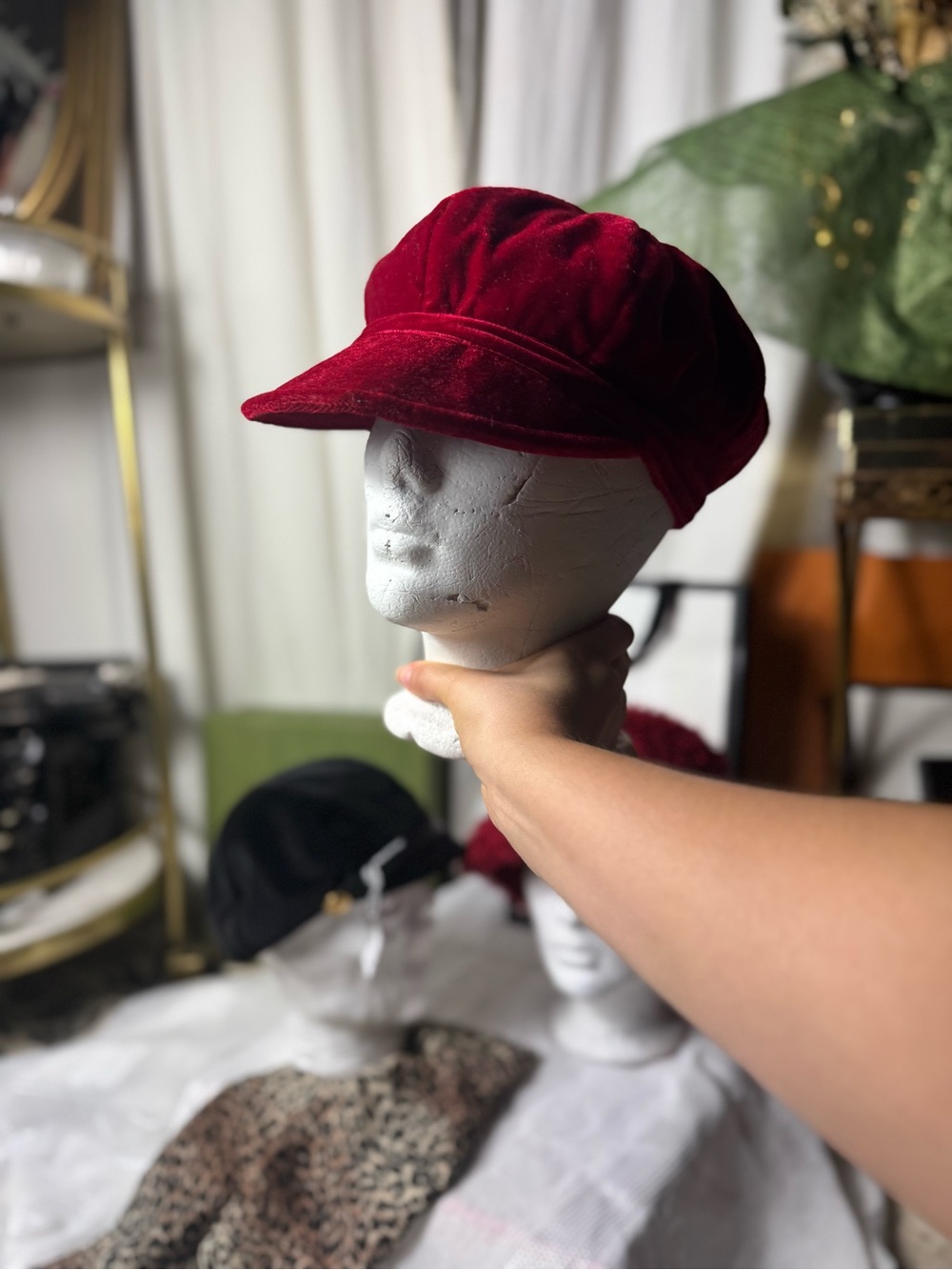 Women’s Y2K Red Velvet Newsboy Cap velvet